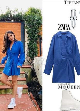 Синя сукня на запах zara l