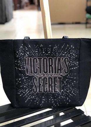 Сумки оригінал victoria’s secret, велика сумка-тоут victoria's secret чорна з паєтками оригінал