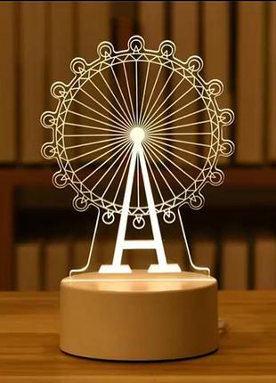 3d led нічник колесо огляду з usb живленням