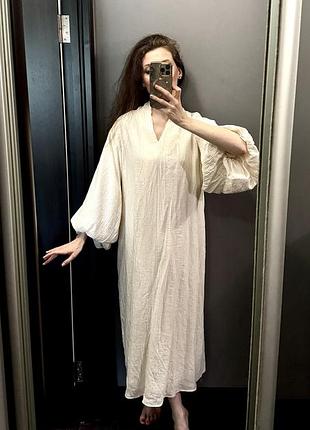 Сукня максі жіноча h&m перлинного кольору з віскози та ліоцелу