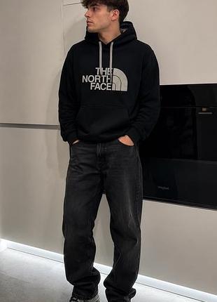 Худі the  north face чоловіча з капюшоном з аплікацією толстовка чорна на флісі розмір xs/s