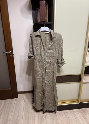 Платье женское лен летнее стильное zara