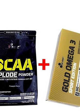 Комплект амінокислота olimp bcaa xplode 1 кг лимон + жирні кислоти olimp gold omega 3 sport edition 120 кап (912561)