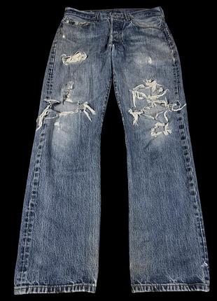 Levis 501 вінтажні гранж джинси з дірками на колінах