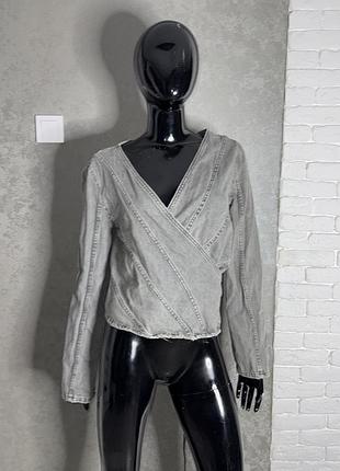 Джинсова сорочка на запах zara, l