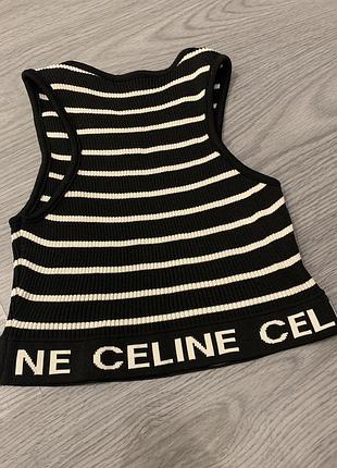 Топ celine в полоску черно-белый