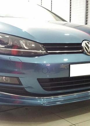 Передний лип dpt v-2 (для штатного бампера, 2012-2017, черный глянец) для volkswagen golf 7/e-golf