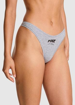Женские трусики victoria's secret (297132879963) cotton high-leg thong m серые