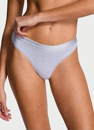 Женские трусики victoria's secret (285167787914) logo heart pointelle thong xs голубые
