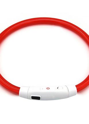 Светодиодный led ошейник l-18 usb светящийся водоотталкивающий для собак и котов red l