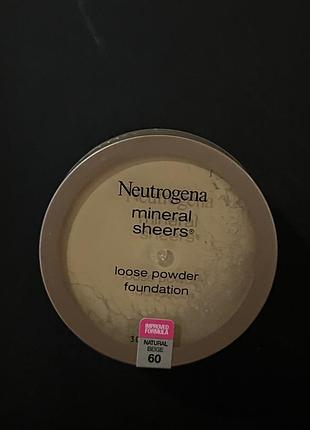 Мінеральна розсипчаста тональна пудра neutrogena mineral sheers, відтінок natural beige 60