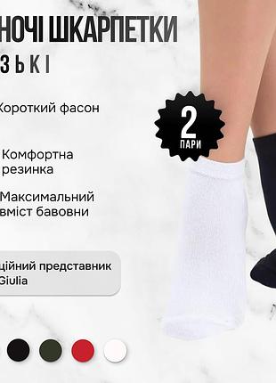 Носки женские низкие 2 пары giulia ws2 classic 36/39 multicolor black white джулия хлопковые
