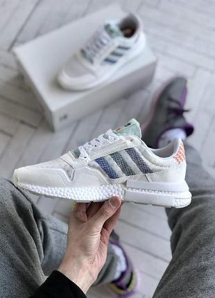Мужские белые кроссовки adidas zx 750 удобные повседневные замшевые адики 45