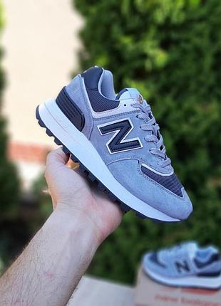 Чоловічі літні кросівки new balance 574 legacy сірі з чорним замшеві кросівки нюбеленс 574 легасі 45(28,5см)