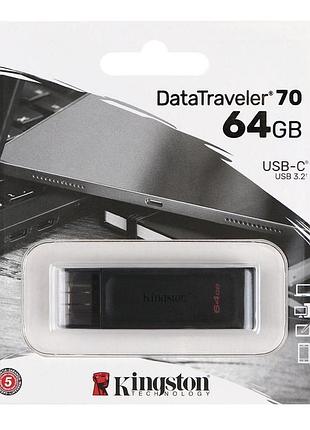 Usb флеш-накопичувач 3.2 kingston dt 70 64gb type-c чорний