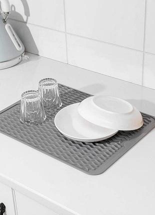 Коврик силиконовый для сушки посуды silicone mat 40 х 45 см (180 bm) серый