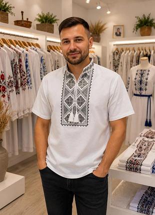 Футболка вышиванка мужская белая s-xxl m