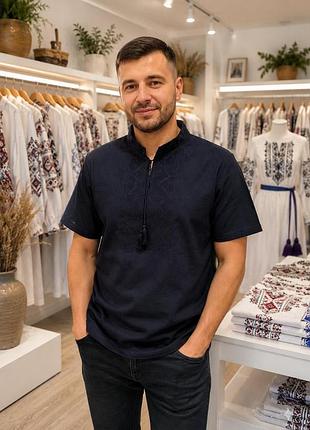 Футболка вышиванка мужская черная s-xxl