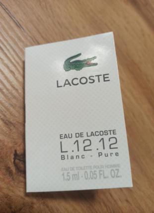 Lacoste eau de l.12.12 blanc туалетна вода пробник оригінал1 фото