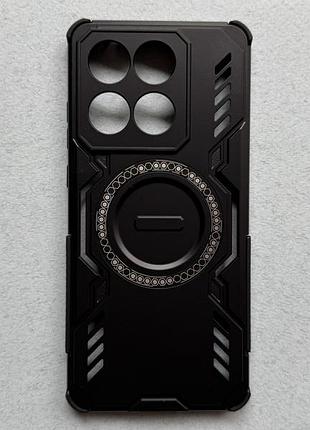 Motorola edge 60 чохол magnetic armor, протиударний, чорний, матовий пластик з магнітним кільцем