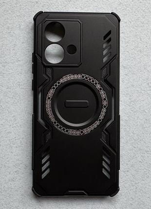 Motorola edge 40 neo чохол magnetic armor, протиударний, чорний, матовий пластик з магнітним кільцем