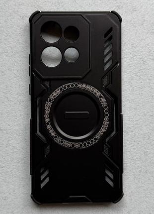 Motorola edge 50 neo чохол magnetic armor, протиударний, чорний, матовий пластик з магнітним кільцем