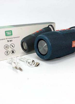 Портативная bluetooth колонка tg341 со шнурком, беспроводная колонка портативная мощная. цвет: синий