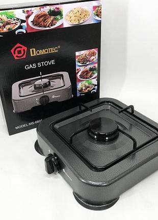 Газовая плита domotec ms-6601 на 1 конфорку. цвет: серый