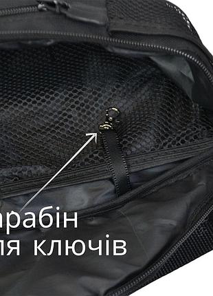 Якісна велика сумка - бананка на 8 кишень, чоловіча жіноча поясна сумка, чорна з тканини 3