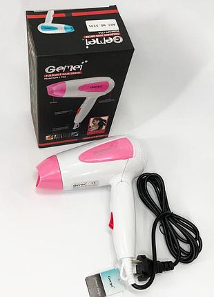 Фен для волос складной дорожный gemei gm-1756 1200 вт, домашний фен для укладки. цвет: розовый