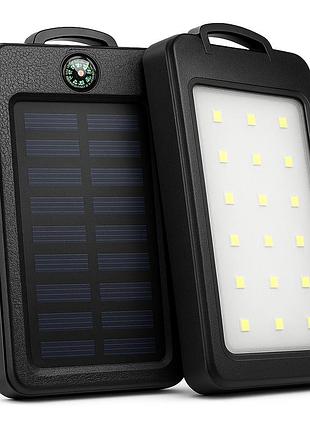 Умб power bank solar 18000 mah мобильное зарядное с солнечной панелью и лампой, power bank charger black