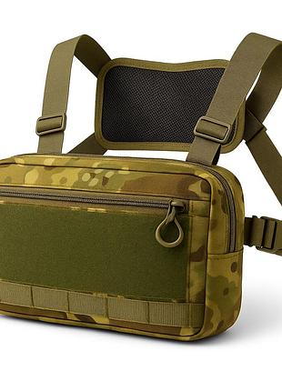 Тактична нагрудна сумка multicam cordura 1000d з molle та патч-панеллю, 5 кишень, 30×20×8 см