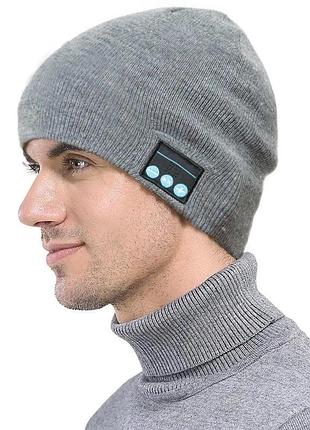 Портативна колонка шапки з bluetooth навушниками sps hat bt true. колір: сірий