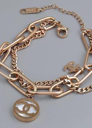 Браслет на руку шанель, stainless steel, po. 16,5 см+4 см.
