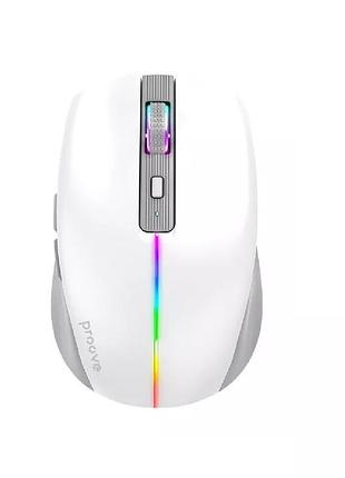 Беспроводная мышь proove comet bluetooth 5.0+2.4ггц 1600dpi с rgb подсветкой белая 500мач