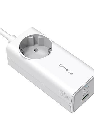 Мережевий фільтр proove power strip pd-02 65w 2type-c / 1usb white