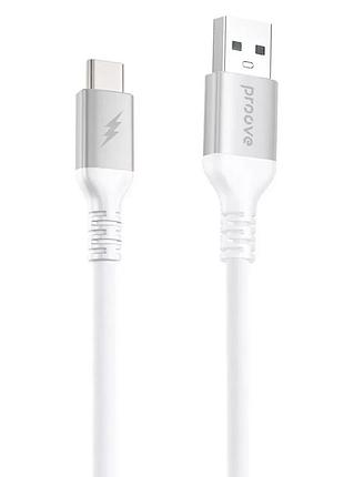 Кабель proove regen usb – type-c, 1м, 27w, силіконовий, білий, для заряджання і синхронізації