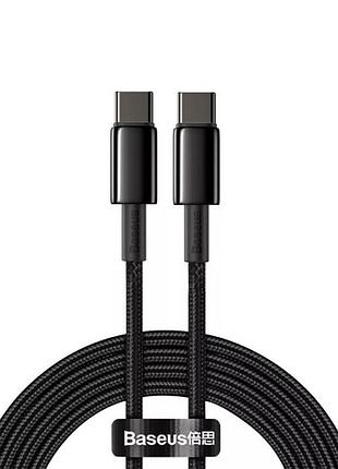 Кабель зарядки baseus tungsten gold/type-c/type-c/100w/2м black (catwj-a01)