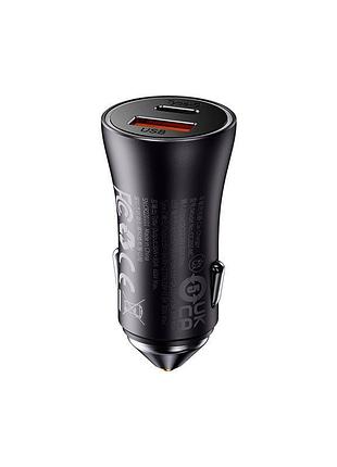Автомобильное зарядное устройство baseus cgjm000113 gold contactor max dual fast charger car charger 1usb/1type-c, qc/pd, 60w/3a|