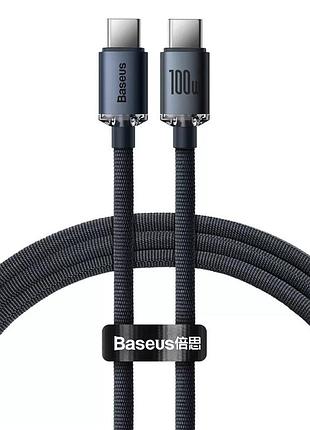 Кабель baseus crystal shine series type-c to type-c 100w 120см cajy000601 black