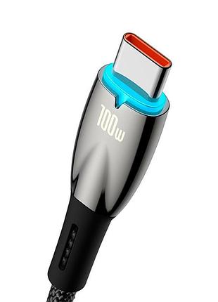 Кабель baseus type-c glimmer series fast charging data cable 1m 100w/6a (cadh000401) black 2