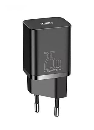 Зарядное устройство для мпз baseus super silicone pd charger 25w 1 type-c black(ccsp020101)