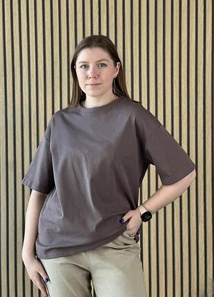 Футболка женская трикотаж коричневый one size (46-52)(р) арт.db01 brown (китай)