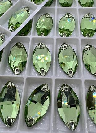 Пришивные лодочки стекло lux, цвет peridot, 9x18мм, 1шт