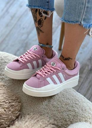 Жіночі замшеві кросівки adidas campus bad bunny pink white x адидас кампус 39