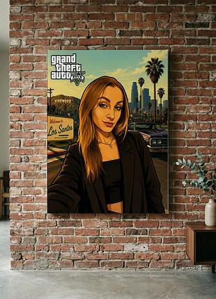 Картина на металле 30х40 см (а3) “gta style” — персональный портрет в стиле игры