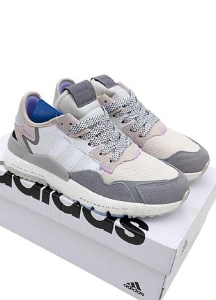 Кроссовки женские adidas nite jogger серые с фиолетовым летним демисезонные весна-лето-осень замша текстиль размер 36-41 новые 1327