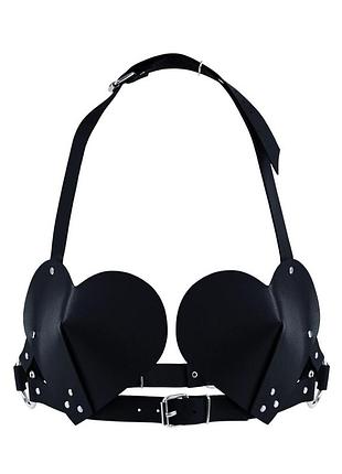 Лиф сердце из натуральной кожи feral feelings - hearts bra black
