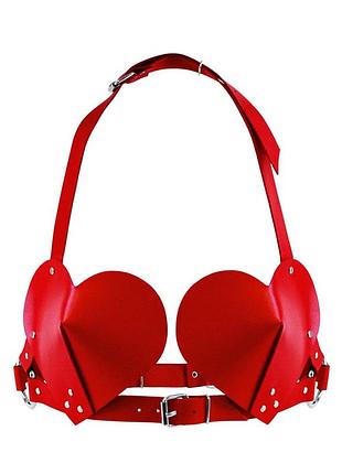 Лиф сердце из натуральной кожи feral feelings - hearts bra red