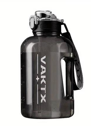 Бутылка для воды vaktx 1600 мл спортивная с трубочкой и ручкой black